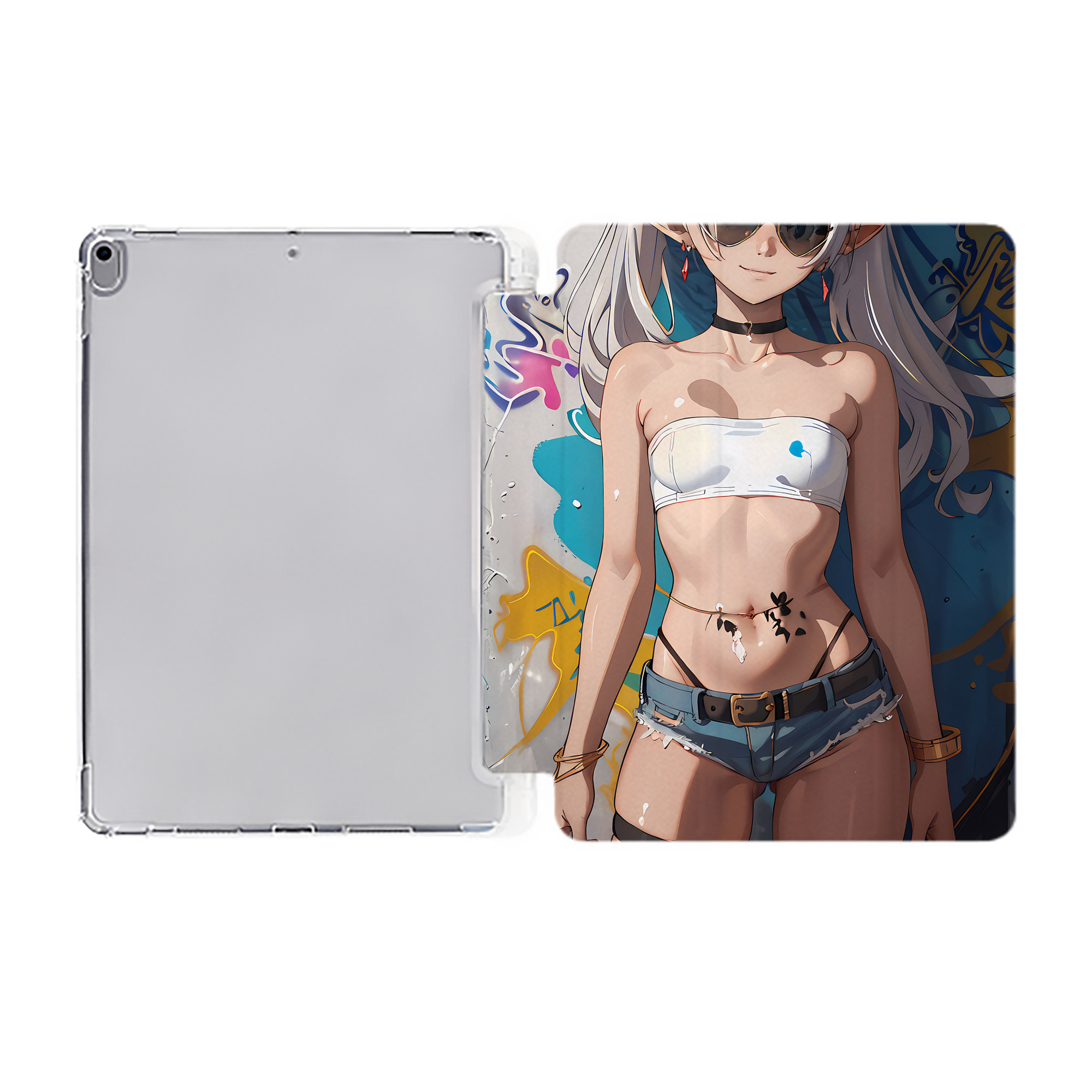 （画像用） 葬送のフリーレン Frieren IPad ケース ペン収納付き 三つ折りスタンド PUレザー×シリコン 対応機種9.5/10.5/10.9インチ